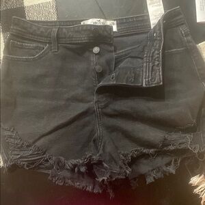 Hollister Women's Distressed Black Jean Shorts